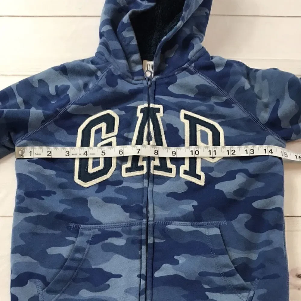 Gap Kids Blue Camo Sherpa Lined Full Zip Hoodie